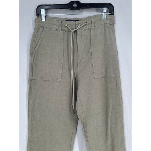 Sanctuary Anthropologie Pants Womens 25P Green Linen Straight Drawstring Beach - Picture 5 of 8